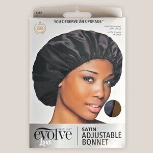 NEW Firstline Evolve Luxe Black Satin Adjustable Bonnet Night & Day Hair Cap